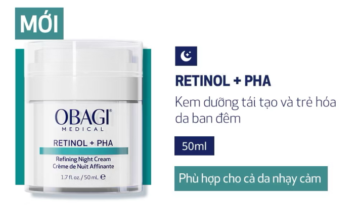 ￼[Deal Độc Quyền Mở Bán Sớm] Kem dưỡng tái tạo & trẻ hóa da ban đêm Obagi Medical Retinol + PHA (50ml) 