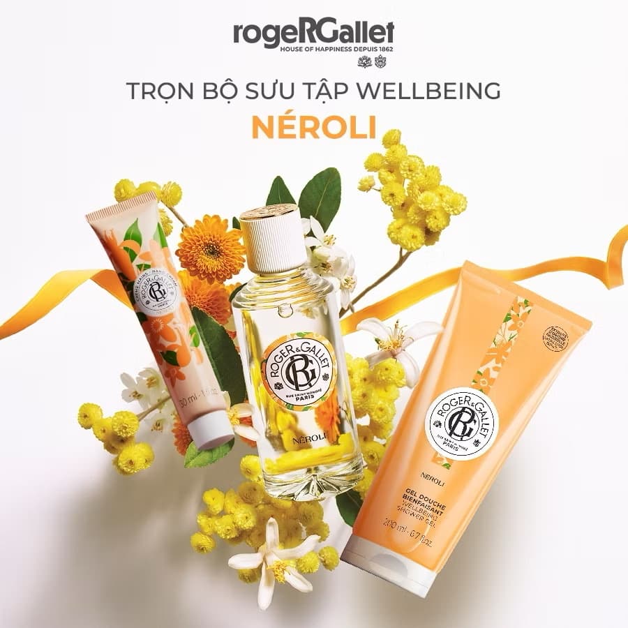 ￼Gel tắm Wellbeing hương hoa cam Roger&amp;Gallet Néroli 200ml
