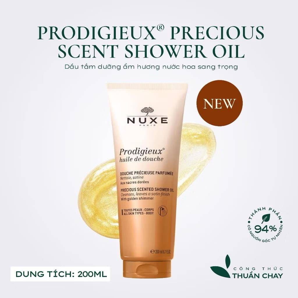 ￼Dầu Tắm Dưỡng Ẩm Hương Nước Hoa Nuxe Prodigieux® huile de douche Precious Scented Shower Oil 200ML 