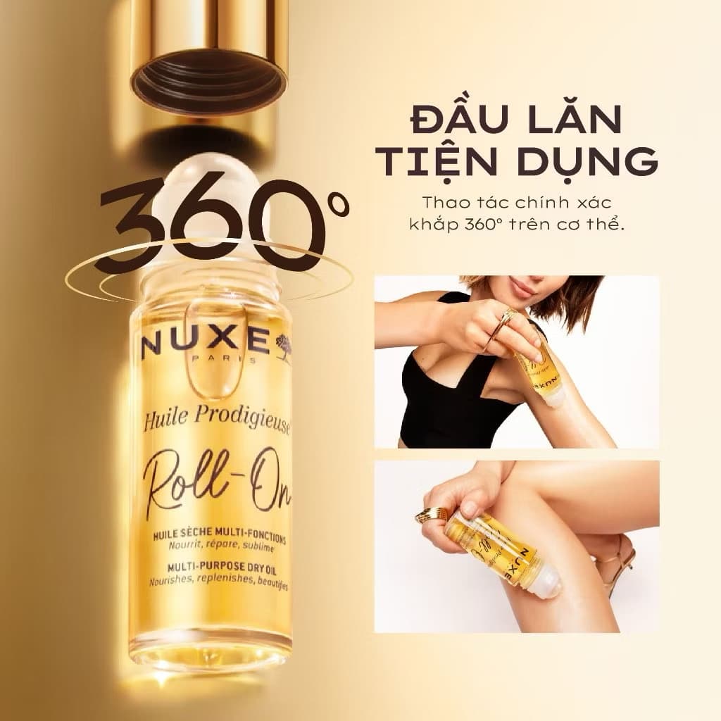￼Dầu Khô Đa Năng Dạng Lăn Tiện Lợi Nuxe Huile Prodigieuse® ROLL-ON Multi-Purpose Dry Oil 60ML 