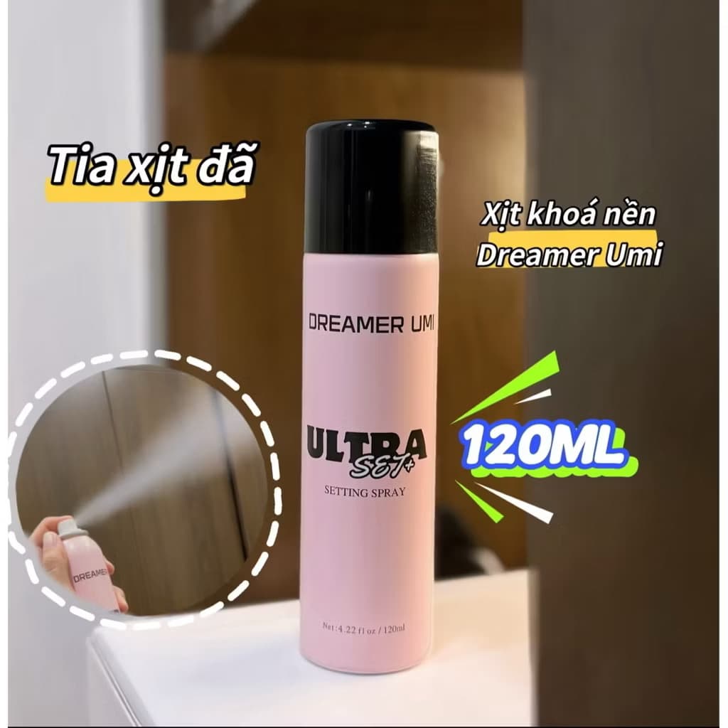￼Xịt khoá nền DREAMER UMI ULTRA SET+ Setting Spray 120ML 