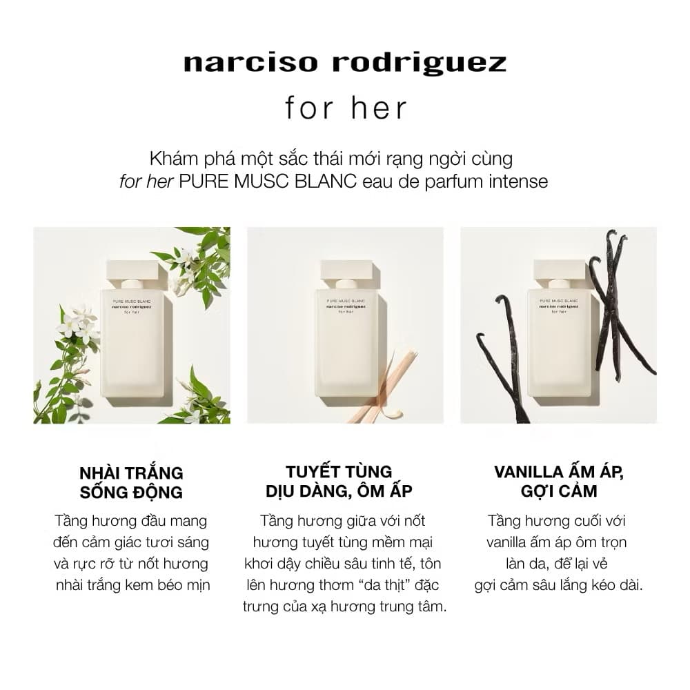 ￼Nước Hoa nữ Narciso Rodriguez For Her Pure Musc Blanc Eau de parfum Intense 100ml 