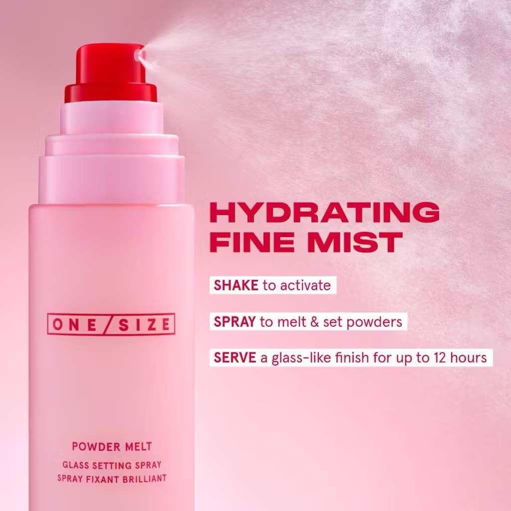 ￼Xịt khóa nền dưỡng ẩm One/Size Powder Melt Glass Setting Spray làm căng bóng da 100ml 