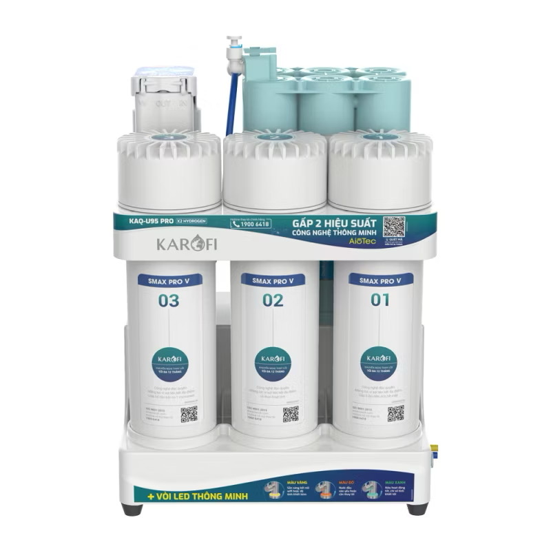 ￼Máy lọc nước Karofi KAQ-U95 Pro, 10 Lõi, Aiotec, MƠI 2025, BẢO HÀNH CHÍNH HÃNG 3 NĂM TẠI NHÀ 