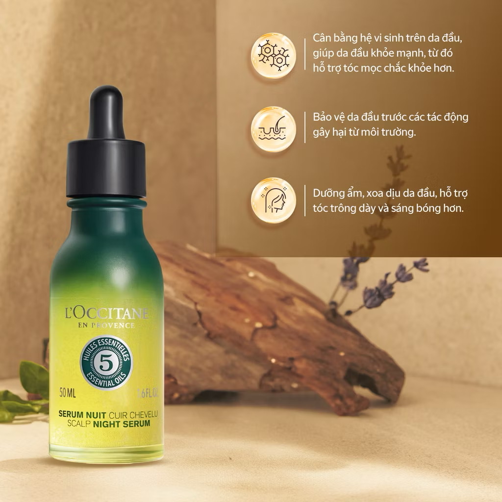 ￼Combo Serum Dưỡng Da Đầu Ban Đêm Và Tinh Chất Kích Thích Mọc Tóc L'OCCITANE 50ml 