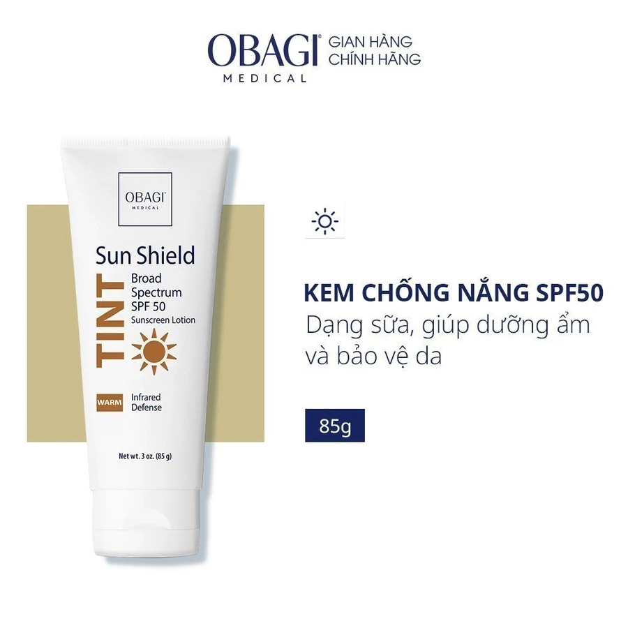 [HSD 02/2026] Kem Chống Nắng Phổ Rộng Dạng Kem Lót Obagi Sun Shield Tint Broad Spectrum SPF50 Warm 85g