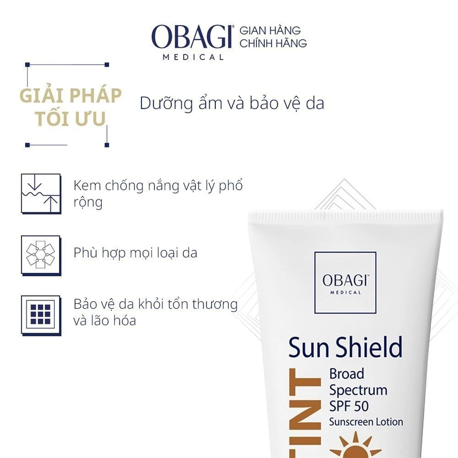 [HSD 02/2026] Kem Chống Nắng Phổ Rộng Dạng Kem Lót Obagi Sun Shield Tint Broad Spectrum SPF50 Warm 85g