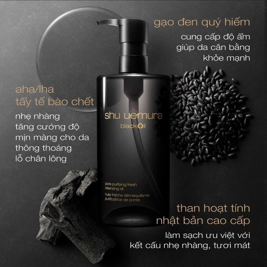 dầu làm sạch và tẩy trang shu uemura blackOil cleansing oil 450ml làm sạch sâu lỗ chân lông tẩy tế bào chết nhẹ nhàng