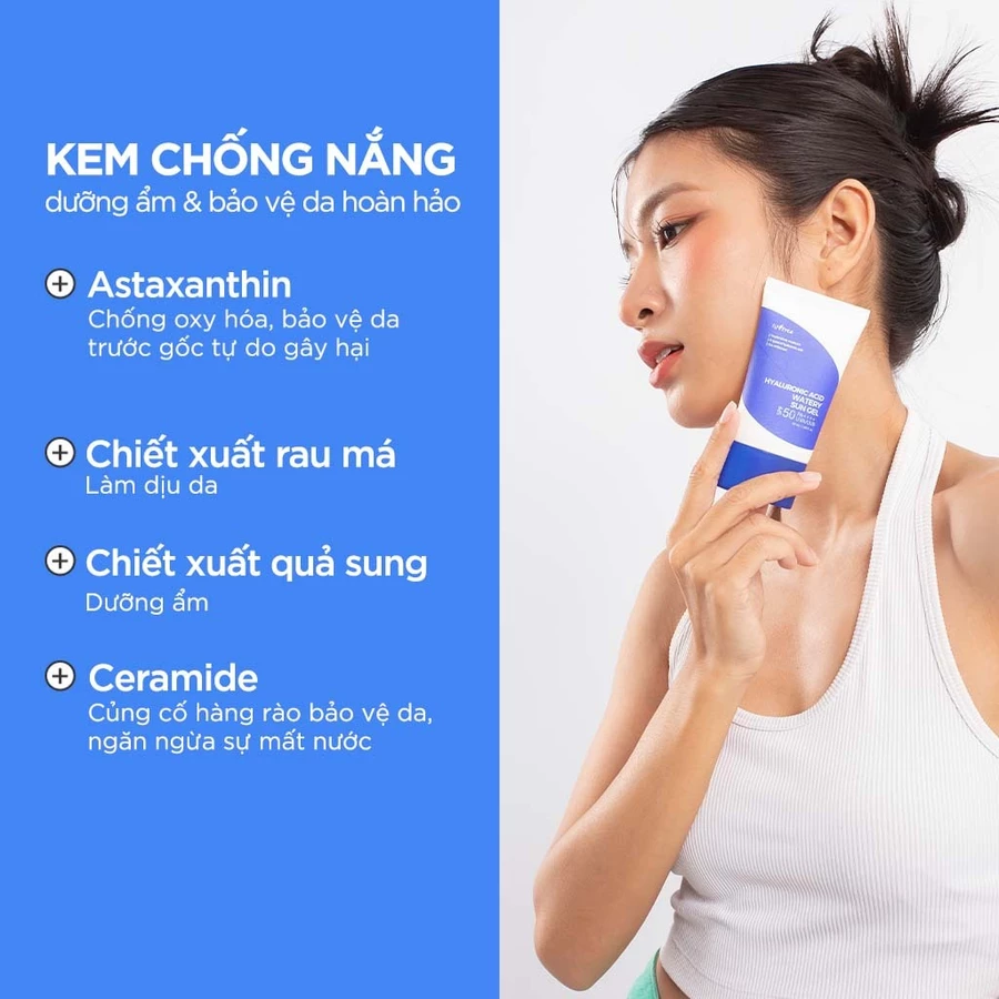 Kem chống nắng hóa học dưỡng ẩm mỏng nhẹ Isntree Hyaluronic Acid Watery Sun Gel 50ml