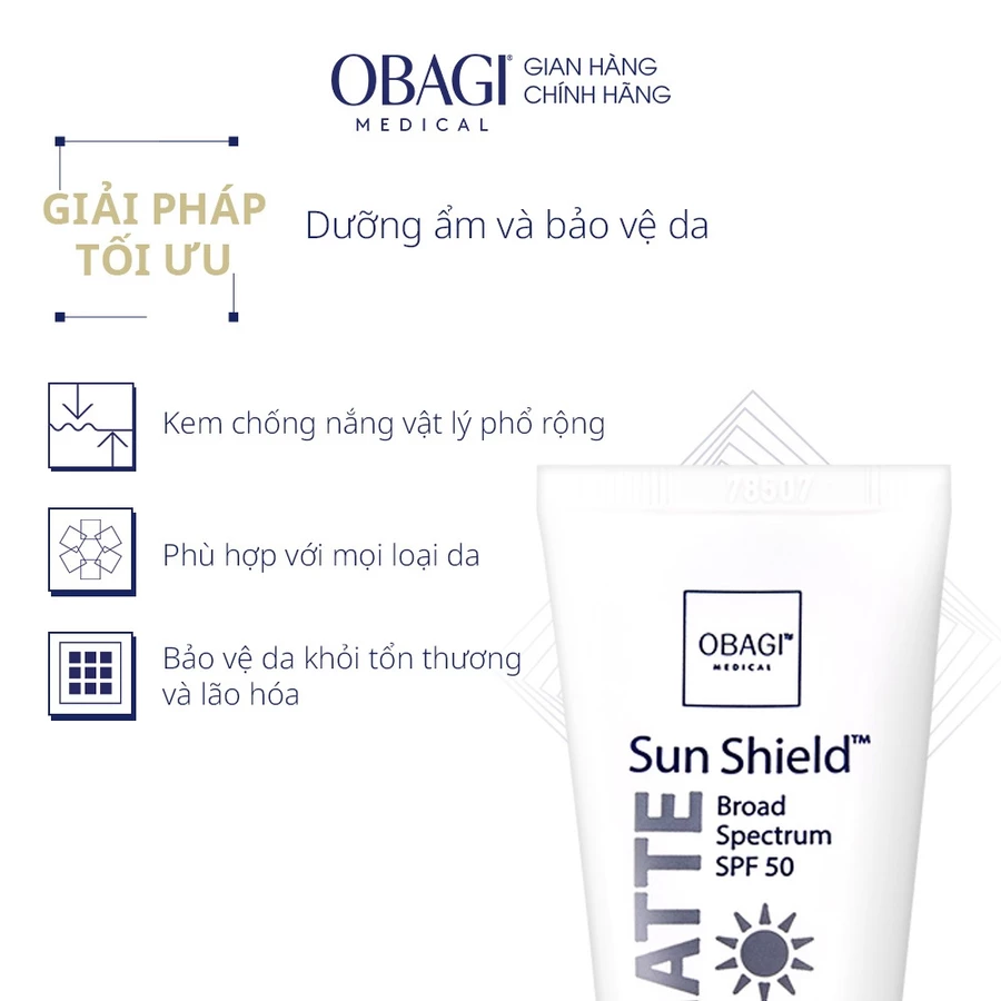  Kem Chống Nắng Phổ Rộng Obagi Sun Shield Matte Broad Spectrum SPF50 28g