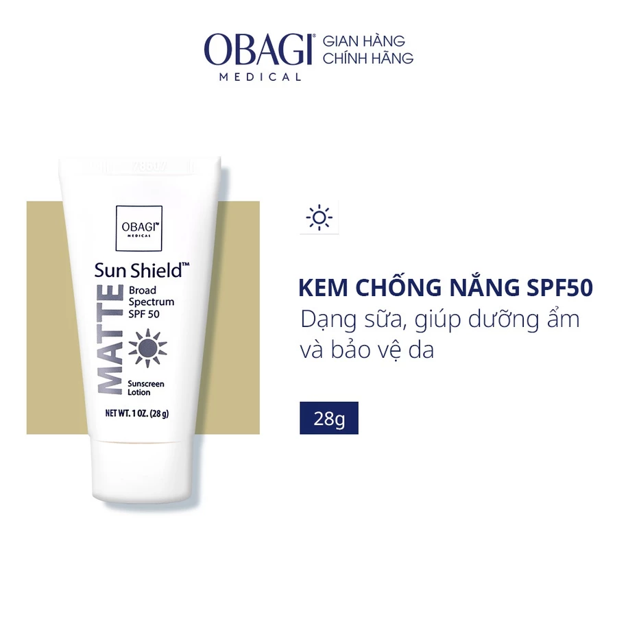  Kem Chống Nắng Phổ Rộng Obagi Sun Shield Matte Broad Spectrum SPF50 28g