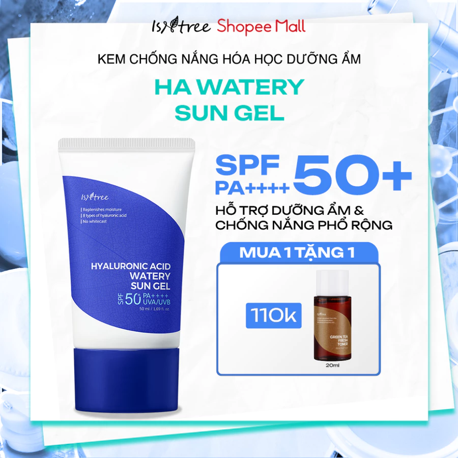 Kem chống nắng vật lý nâng tone nhẹ nhàng Isntree Hyaluronic Acid Natural Sun Cream 50ml